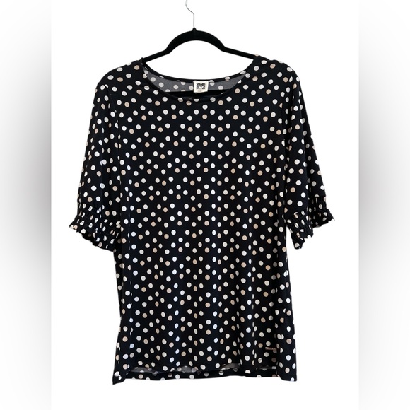 Anne Klein Black and White Polka Dot Blouse - Picture 1 of 6